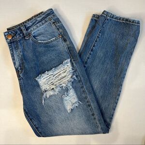 Tobi High Rise Slim Distressed Jeans Medium Wash Size 28
